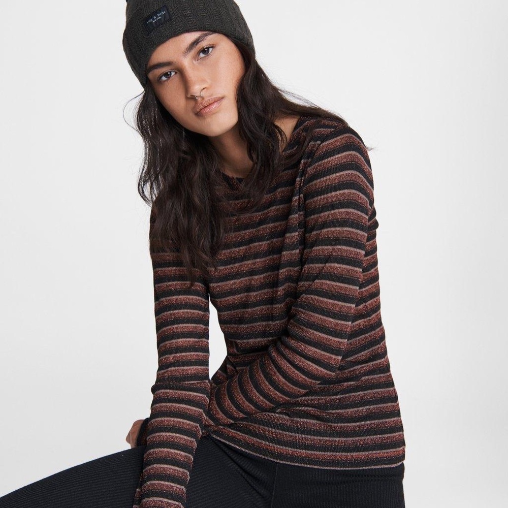 NWT Rag & Bone - Striped Metallic Lurex Long Sleeve XS